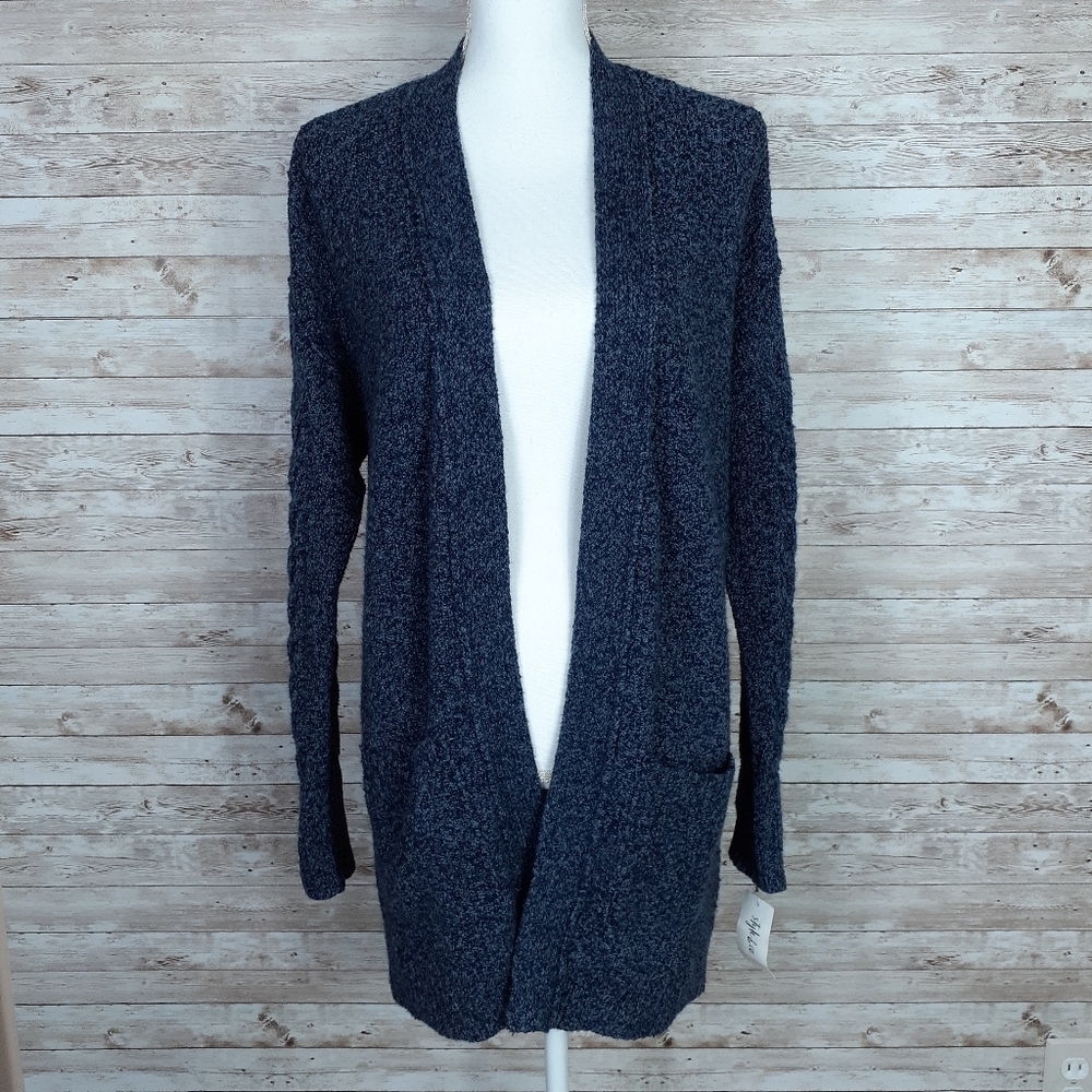 Style & Co Open Front Cardigan Pockets Blue D